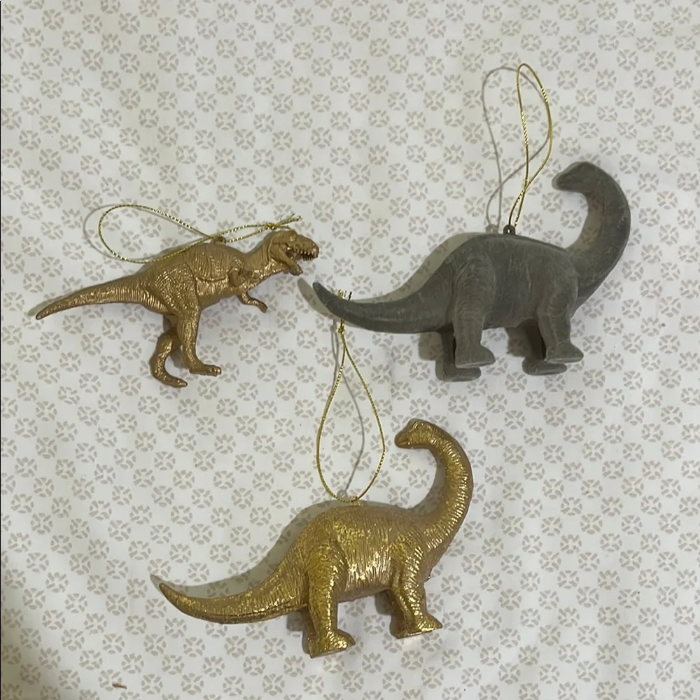 Target Gold and Gray Dinosaur Ornaments